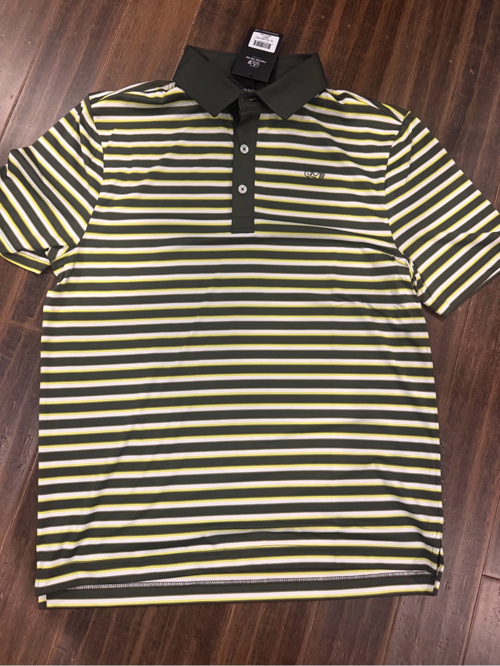 Men's Striped Gray and Yellow Polo Shirt Good Good Golf shirt